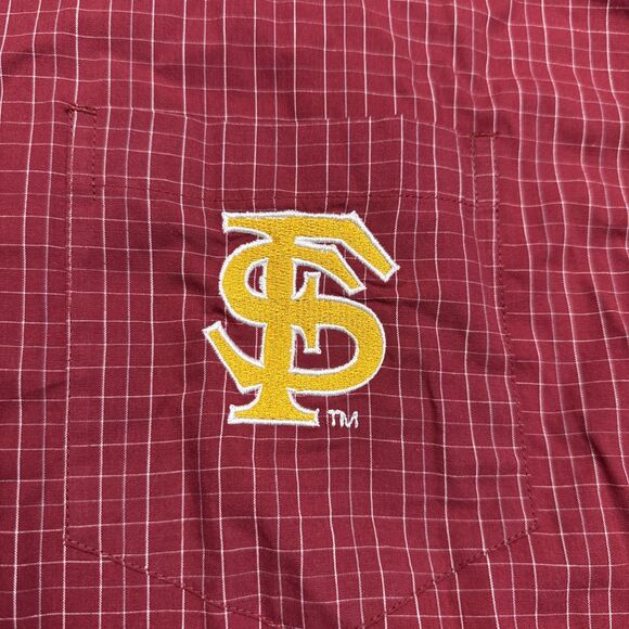 FSU Florida State Seminoles Men’s Maroon Plaid Long Sleeve Button-Up Shirt 3XL - Picture 2 of 8